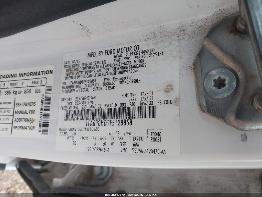 1FA6P0HD1F5128858 2015 FORD FUSION photo no. 9
