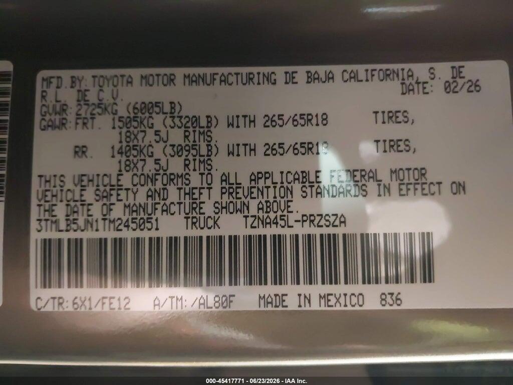 3TMLB5JN1TM245051 2026 TOYOTA TACOMA photo no. 9