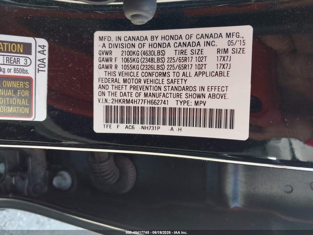 2HKRM4H77FH662741 2015 HONDA CR-V photo no. 9