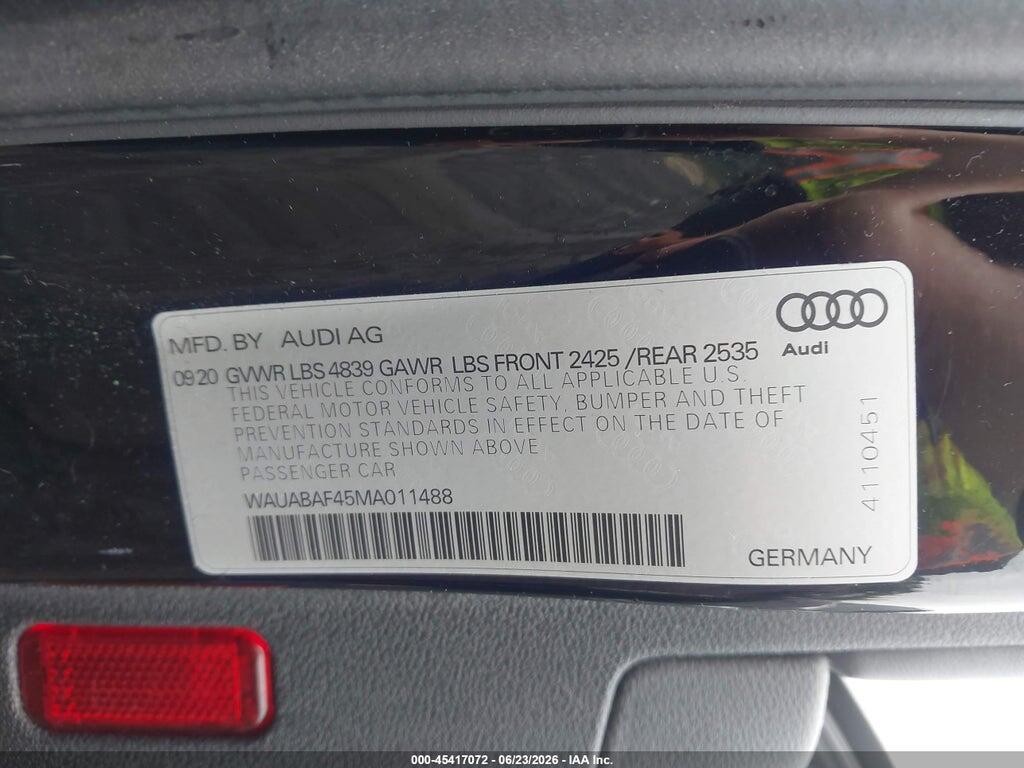 WAUABAF45MA011488 2021 AUDI A4 photo no. 9