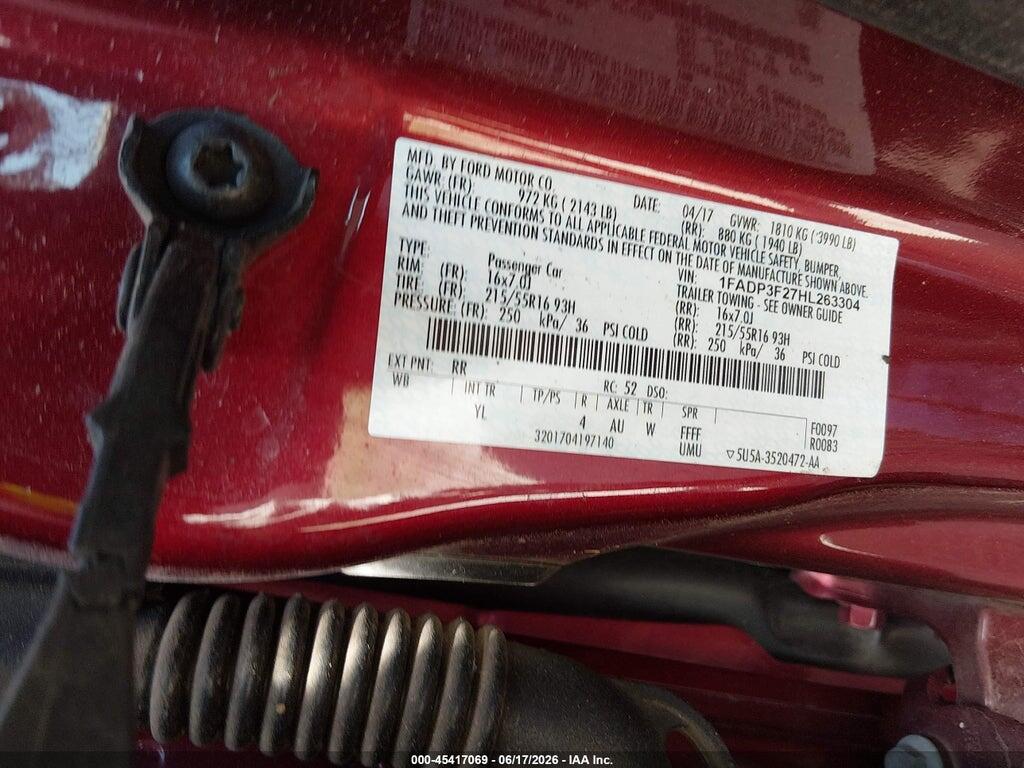 1FADP3F27HL263304 2017 FORD FOCUS photo no. 9