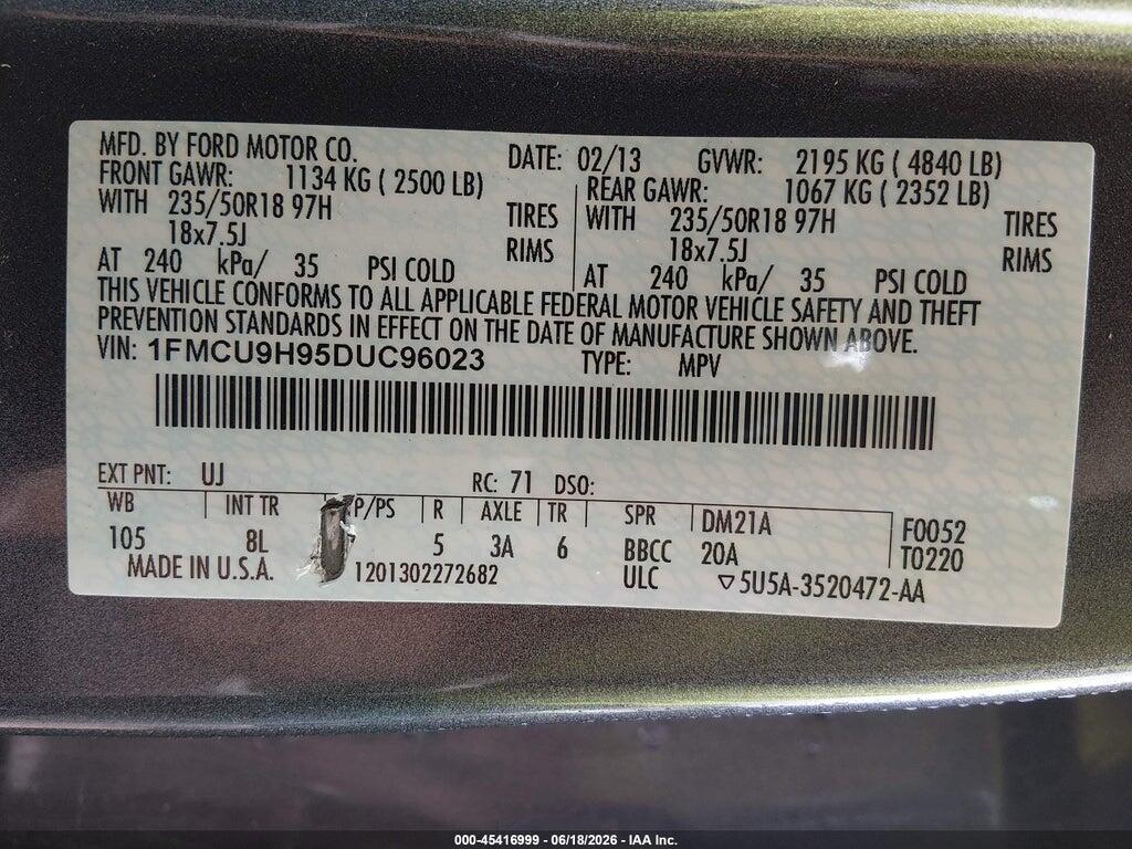 1FMCU9H95DUC96023 2013 FORD ESCAPE photo no. 9