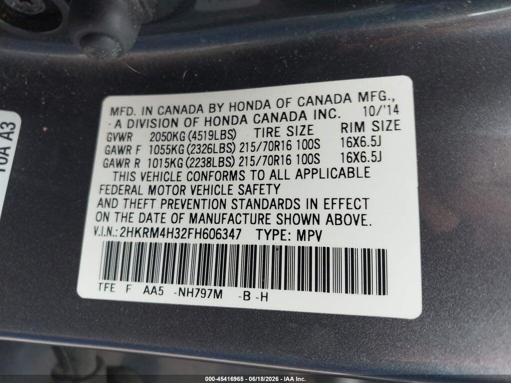 2HKRM4H32FH606347 2015 HONDA CR-V photo no. 9