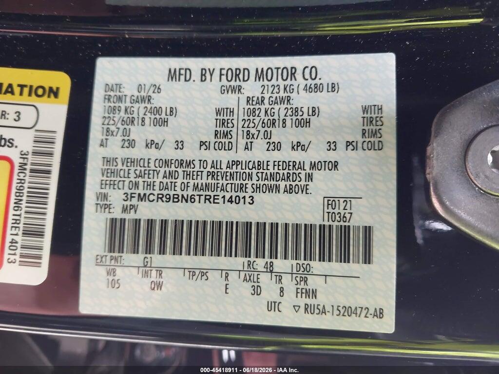 3FMCR9BN6TRE14013 2026 FORD BRONCO SPORT photo no. 9