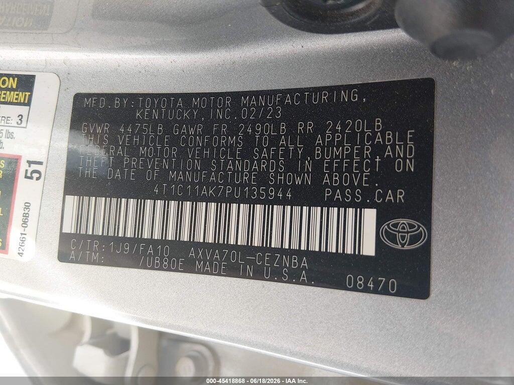 4T1C11AK7PU135944 2023 TOYOTA CAMRY photo no. 9