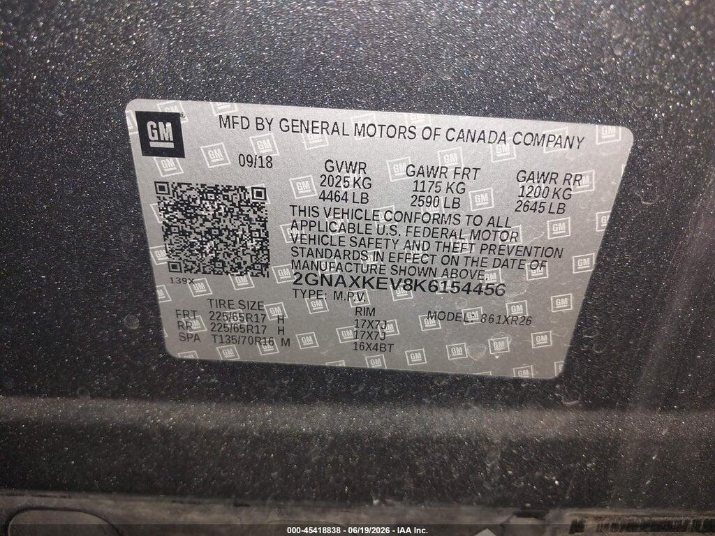 2GNAXKEV8K6154456 2019 CHEVROLET EQUINOX photo no. 9
