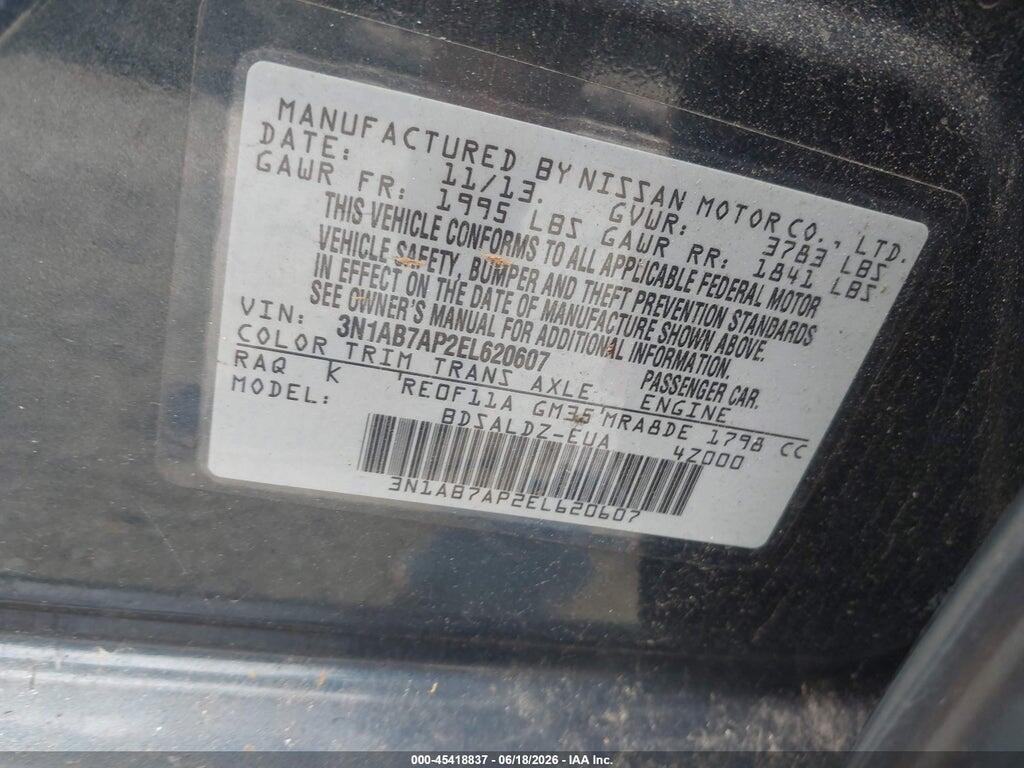 3N1AB7AP2EL620607 2014 NISSAN SENTRA photo no. 9