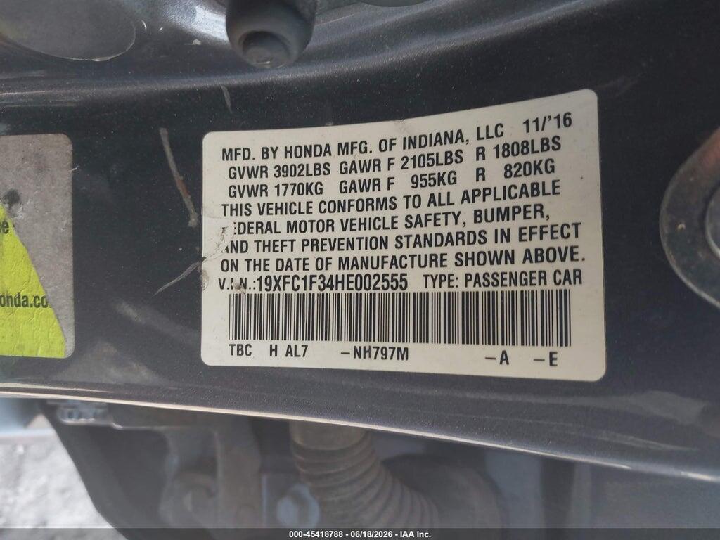 19XFC1F34HE002555 2017 HONDA CIVIC photo no. 9