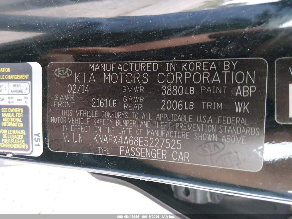 KNAFX4A68E5227525 2014 KIA FORTE photo no. 9