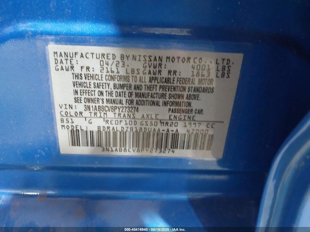 3N1AB8CV8PY273274 2023 NISSAN SENTRA photo no. 9