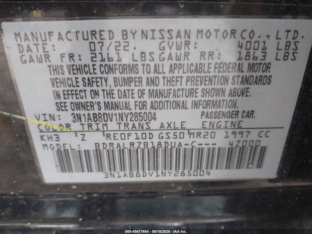 3N1AB8DV1NY285004 2022 NISSAN SENTRA photo no. 9