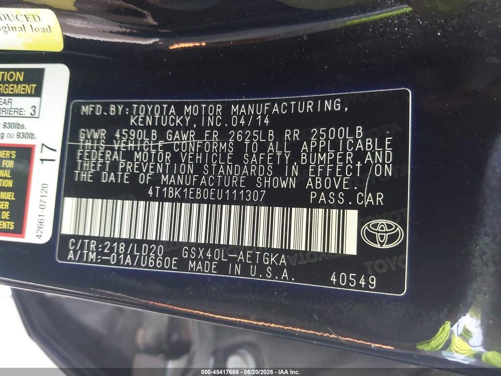 4T1BK1EB0EU111307 2014 TOYOTA AVALON photo no. 9