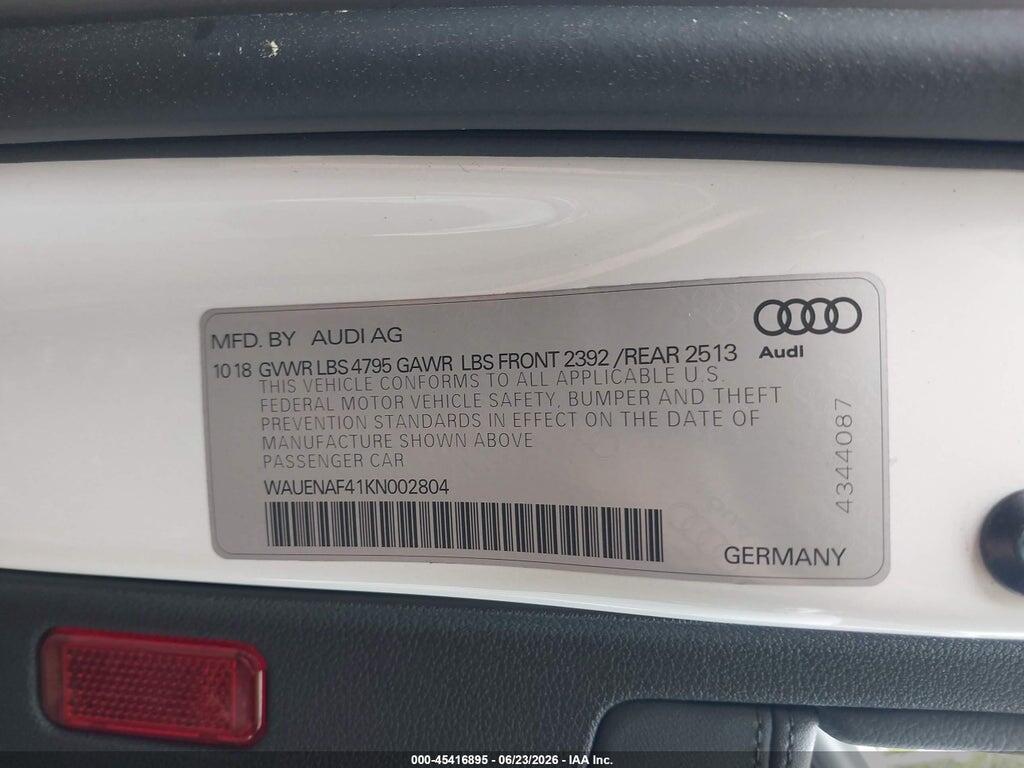 WAUENAF41KN002804 2019 AUDI A4 photo no. 9