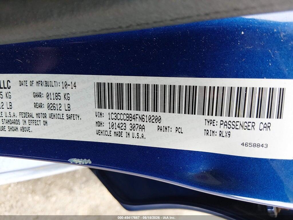 1C3CCCBB4FN610200 2015 CHRYSLER 200 photo no. 9