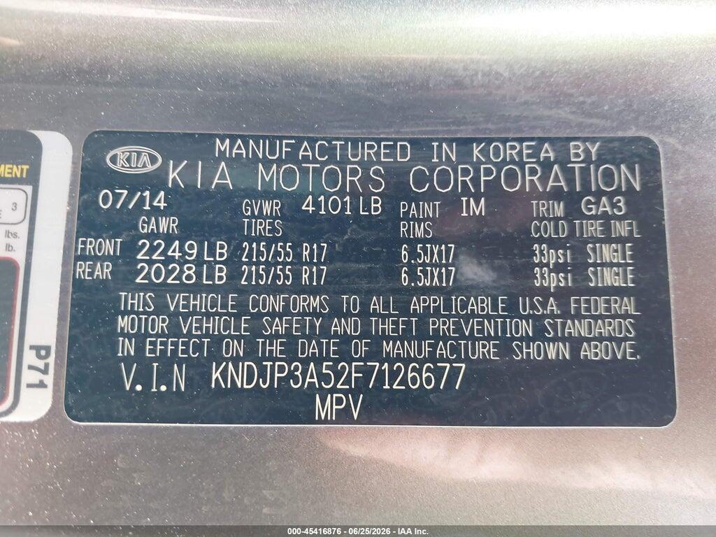 KNDJP3A52F7126677 2015 KIA SOUL photo no. 9