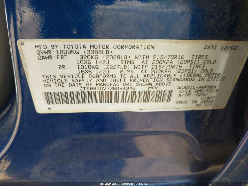 JTEHH20V336084346 2003 TOYOTA RAV4 photo no. 9