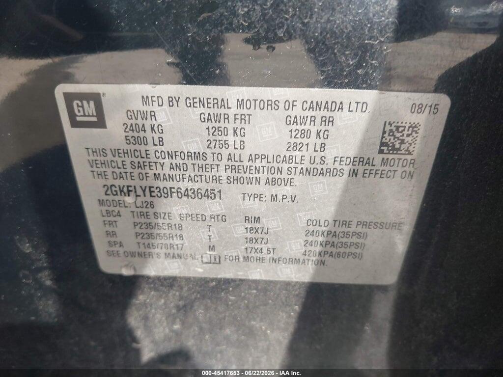 2GKFLYE39F6436451 2015 GMC TERRAIN photo no. 9