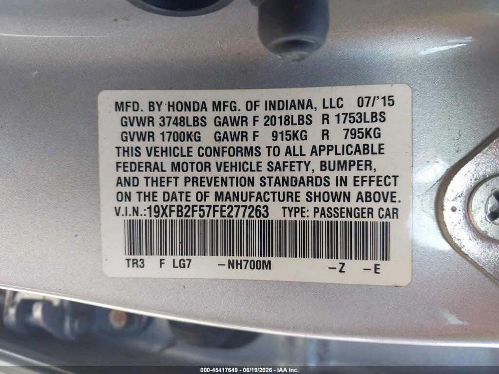 19XFB2F57FE277263 2015 HONDA CIVIC photo no. 9