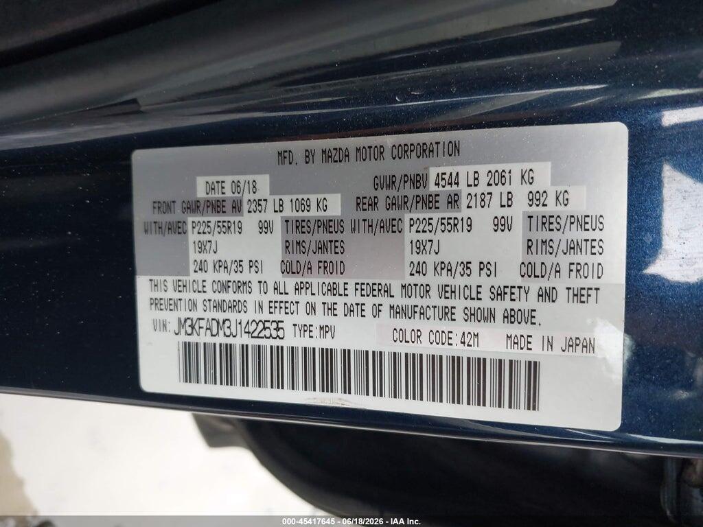 JM3KFADM3J1422535 2018 MAZDA CX-5 photo no. 9