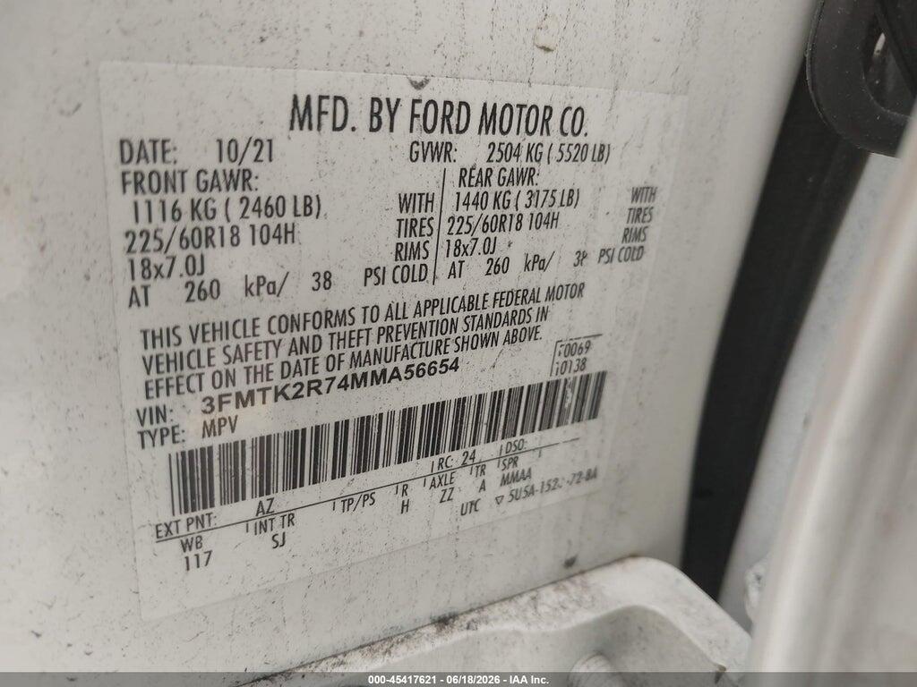 3FMTK2R74MMA56654 2021 FORD MUSTANG MACH-E photo no. 9