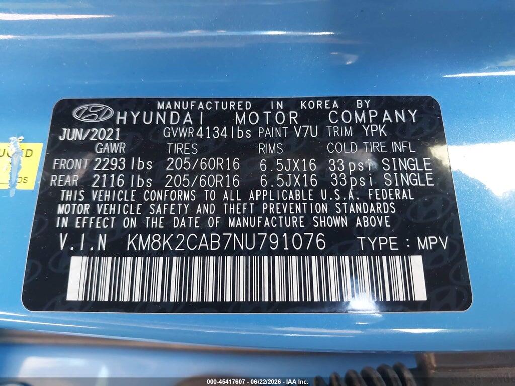 KM8K2CAB7NU791076 2022 HYUNDAI KONA photo no. 9