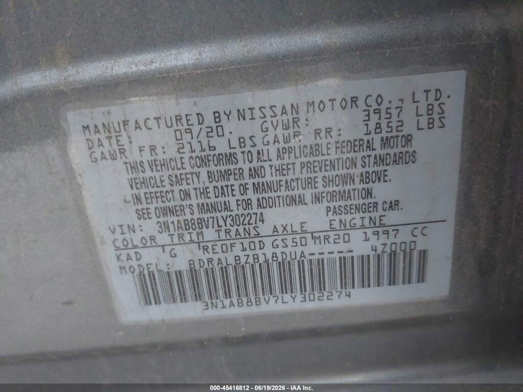 3N1AB8BV7LY302274 2020 NISSAN SENTRA photo no. 9