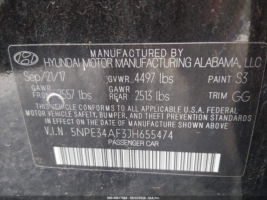 5NPE34AF3JH655474 2018 HYUNDAI SONATA photo no. 9