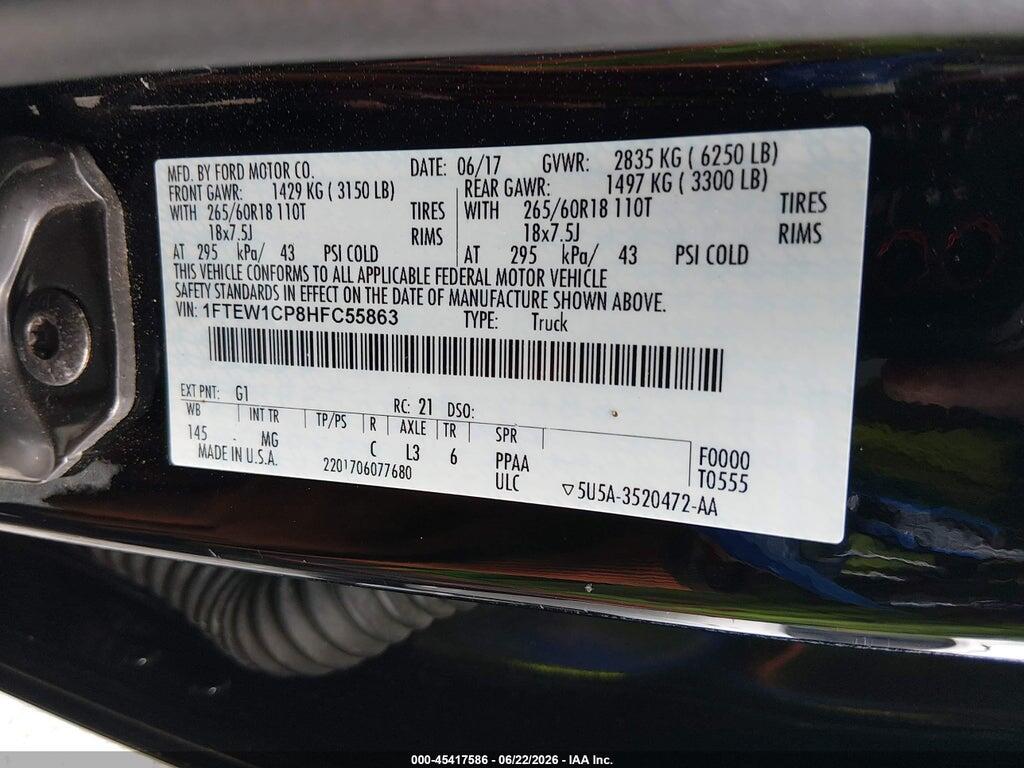 1FTEW1CP8HFC55863 2017 FORD F-150 photo no. 9