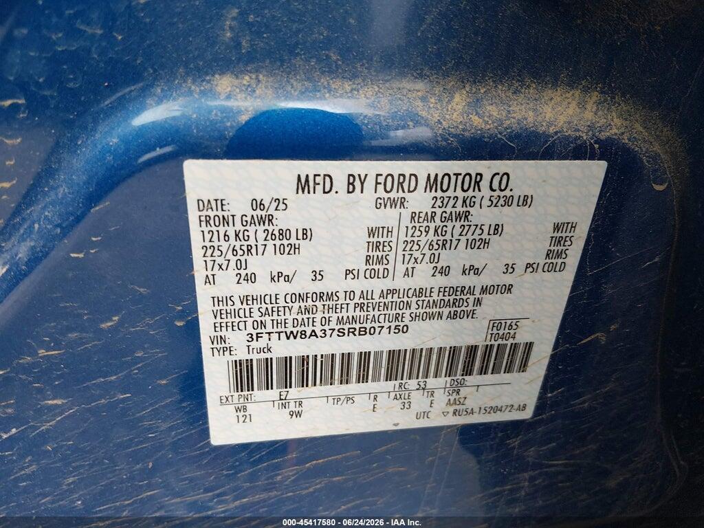 3FTTW8A37SRB07150 2025 FORD MAVERICK photo no. 9