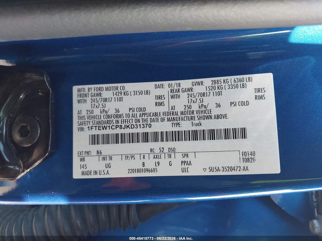 1FTEW1CP8JKD31370 2018 FORD F-150 photo no. 9