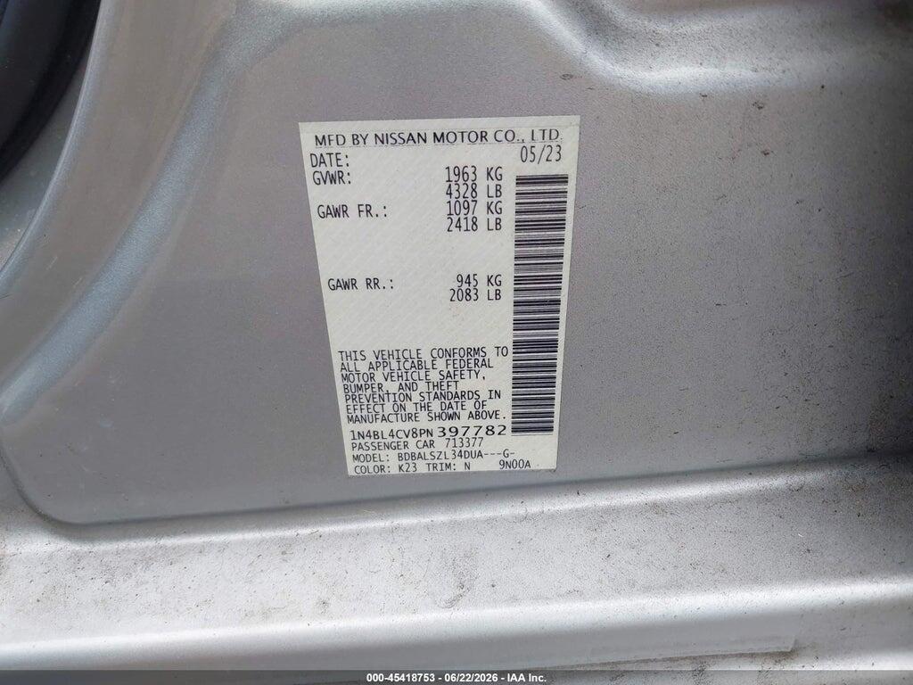 1N4BL4CV8PN397782 2023 NISSAN ALTIMA photo no. 9