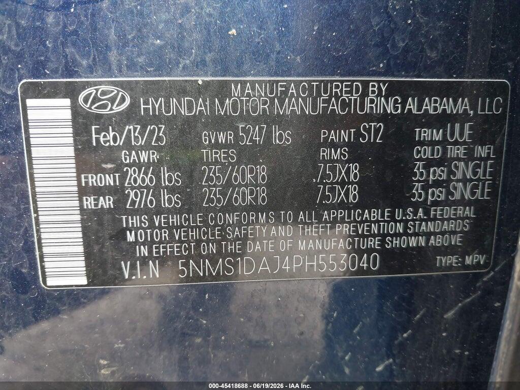 5NMS1DAJ4PH553040 2023 HYUNDAI SANTA FE photo no. 9