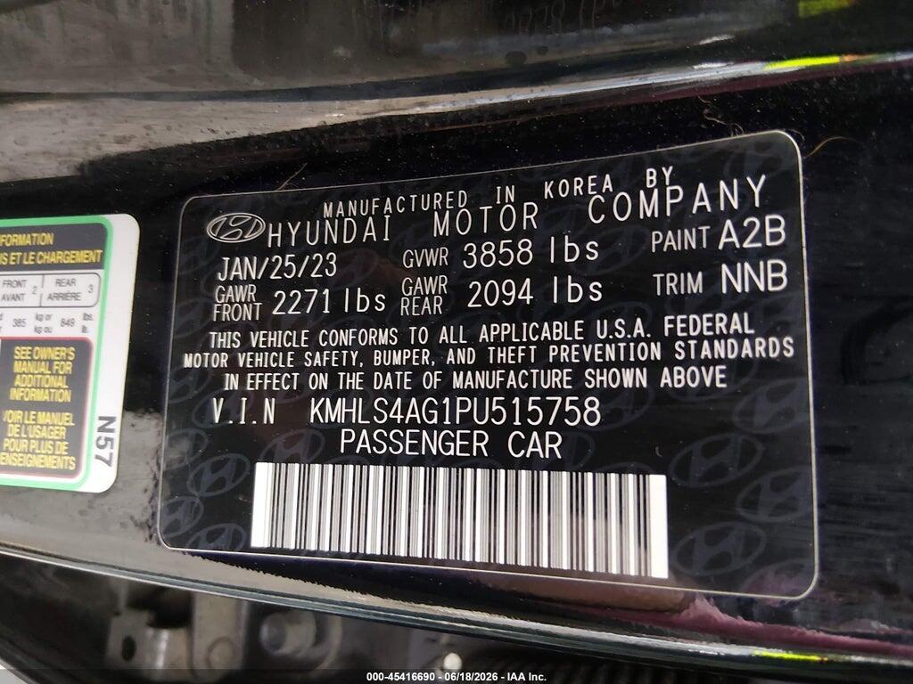 KMHLS4AG1PU515758 2023 HYUNDAI ELANTRA photo no. 9