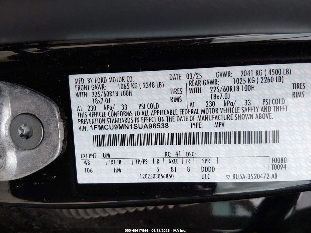 1FMCU9MN1SUA98538 2025 FORD ESCAPE photo no. 9
