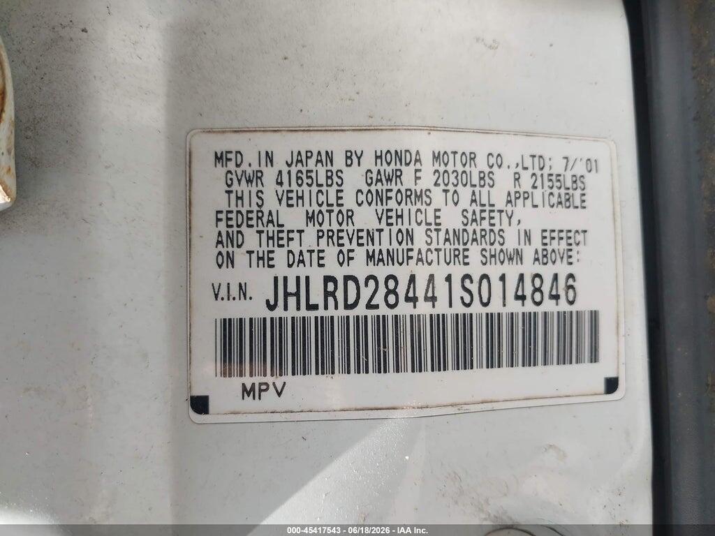 JHLRD28441S014846 2001 HONDA CR-V photo no. 9