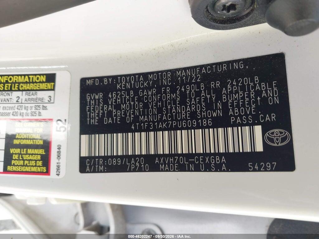 2023 TOYOTA CAMRY XLE HYBRID — Фото 9 из 16