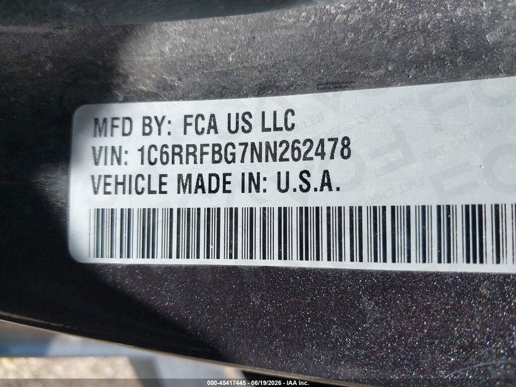 1C6RRFBG7NN262478 2022 RAM 1500 photo no. 9