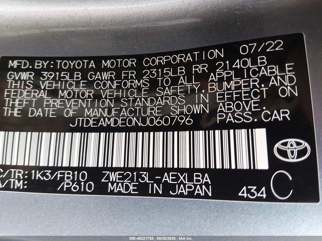 2022 TOYOTA COROLLA HYBRID LE — Фото 9 из 16
