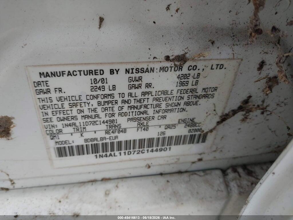 1N4AL11D72C144901 2002 NISSAN ALTIMA photo no. 9