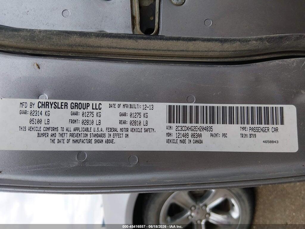 2C3CDXHG2EH204835 2014 DODGE CHARGER photo no. 9
