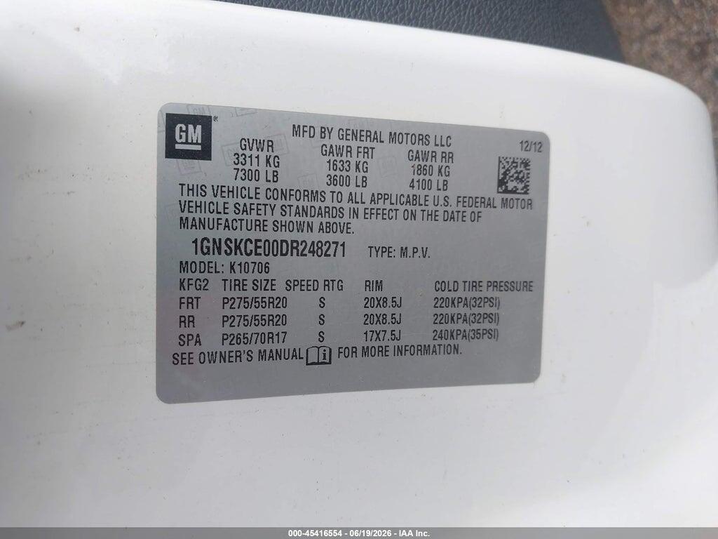 1GNSKCE00DR248271 2013 CHEVROLET TAHOE photo no. 9
