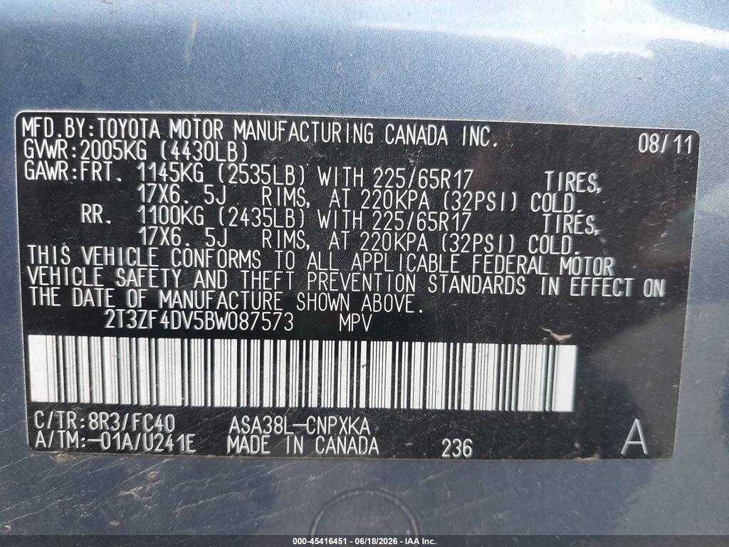 2T3ZF4DV5BW087573 2011 TOYOTA RAV4 photo no. 9