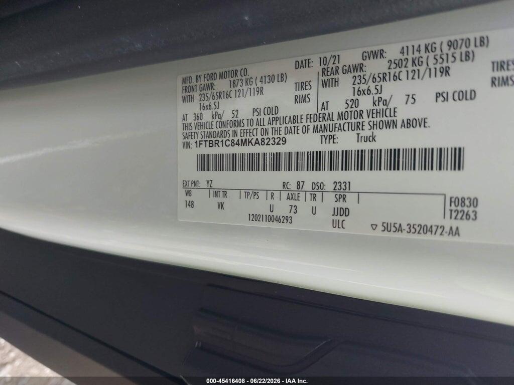 1FTBR1C84MKA82329 2021 FORD TRANSIT-250 photo no. 9