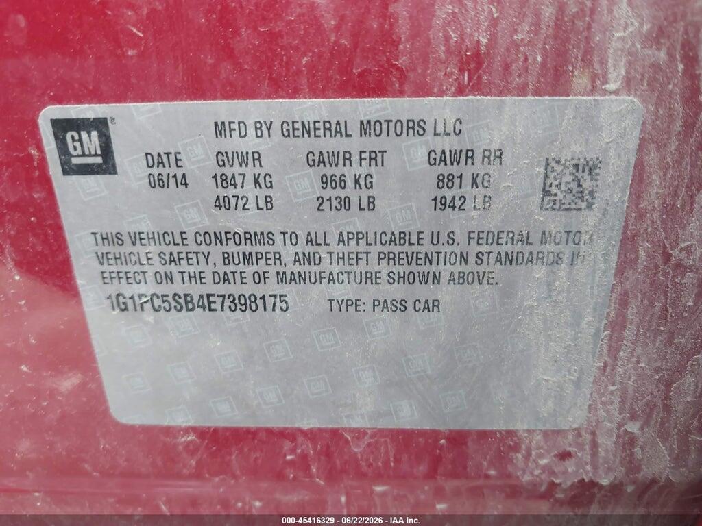 1G1PC5SB4E7398175 2014 CHEVROLET CRUZE photo no. 9