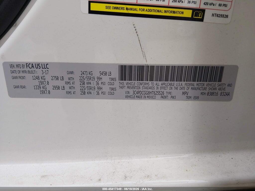 3C4PDCGG8HT625526 2017 DODGE JOURNEY photo no. 9