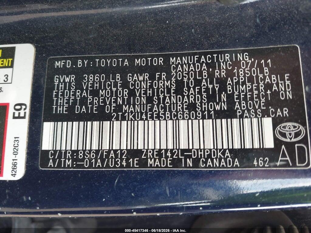 2T1KU4EE5BC660911 2011 TOYOTA MATRIX photo no. 9