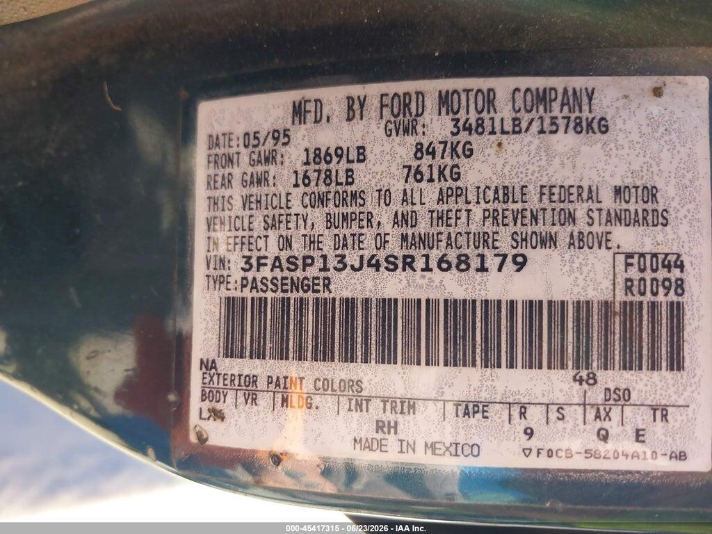 3FASP13J4SR168179 1995 FORD ESCORT photo no. 9