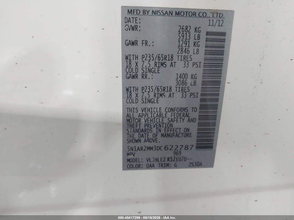 5N1AR2MM3DC622787 2013 NISSAN PATHFINDER photo no. 9