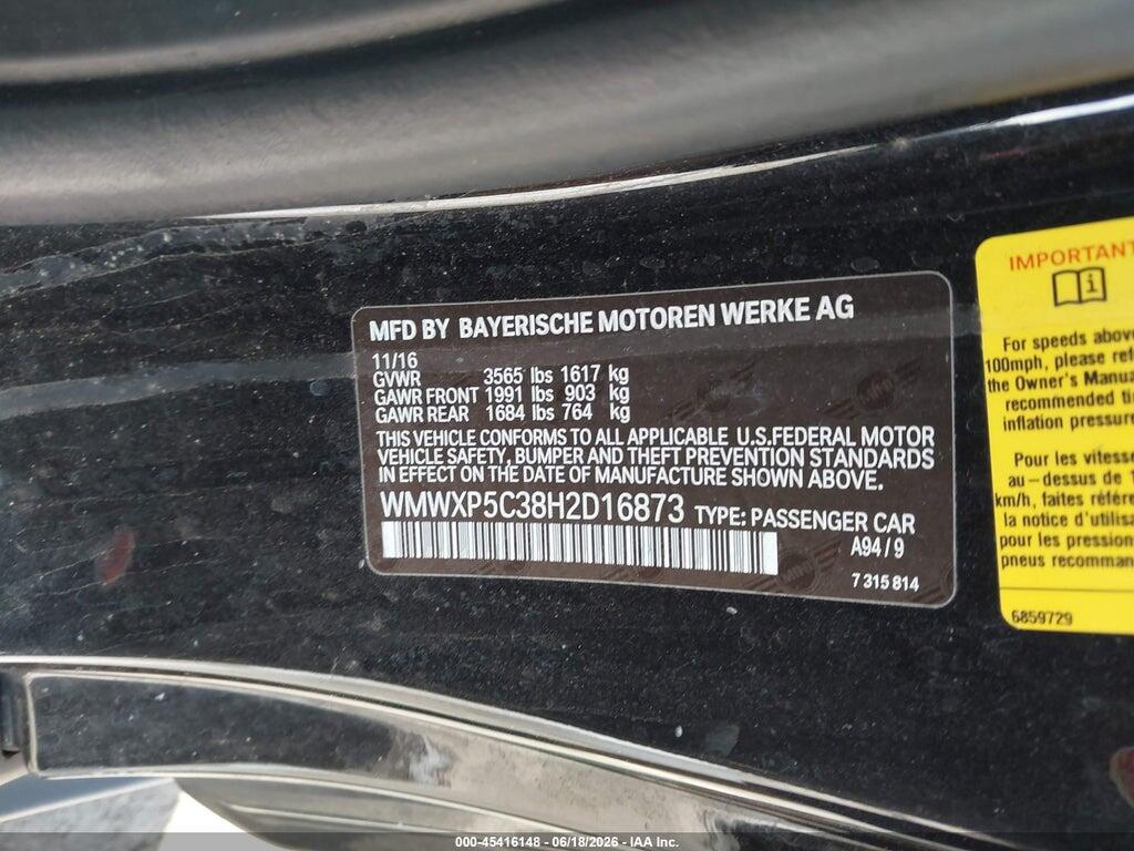 WMWXP5C38H2D16873 2017 MINI HARDTOP photo no. 9