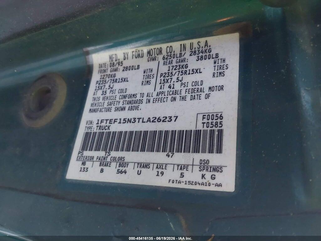 1FTEF15N3TLA26237 1996 FORD F150 photo no. 9